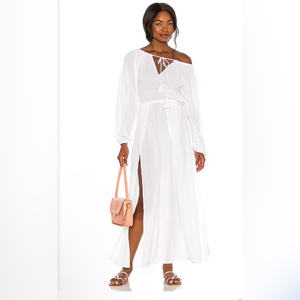 Tularosa White Long Off-Shoulder Swim Coverup Maxi